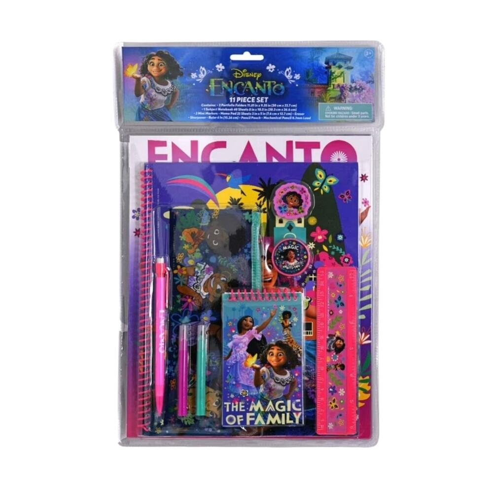 Encanto 11pc Value Set in Bag with Header Notepad Ruler Sharpener Eraser Pencil